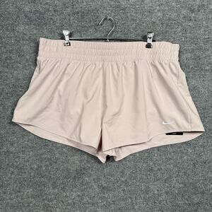 New Nike Womens Size XL Loose Fit Brief Lined Training Shorts Tan DX6010-019